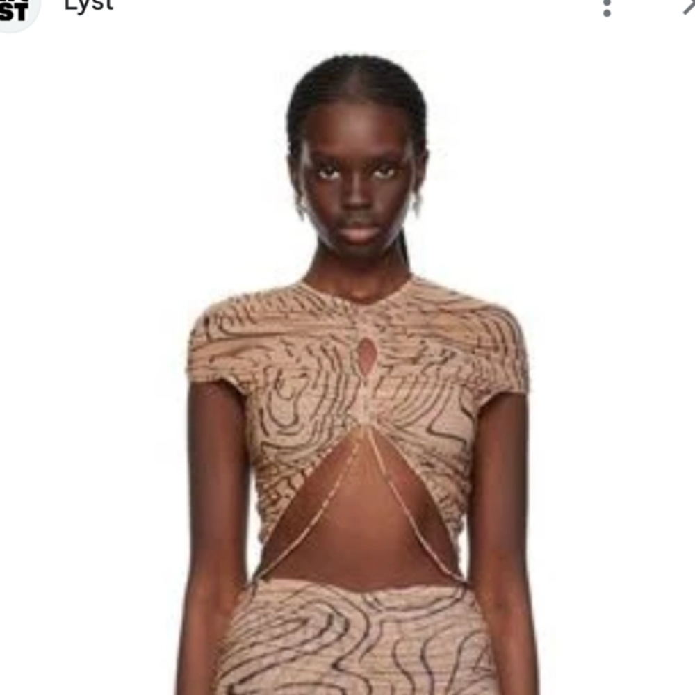 Mugler Tan Jumpsuit with Sleek Silhouette small top, medium bottom